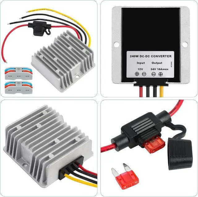 Alt view image 2 of 7 - SUPERNIGHT DC 12V Step Up to 24V 10A 240W DC Boost Converter with Fuse Waterproof Voltage Regulator Module Transformer for Golf Cart Club Car LED Strip Light