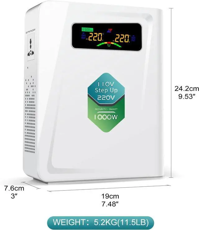 Alt view image 3 of 6 - 120v to 240v Step Up Transformer 1000W, 110v to 220v Power Voltage Converters, No Noise, Ten Protection Functions, Suit for Coffee Machines, Rice Cookers and Other Appliances