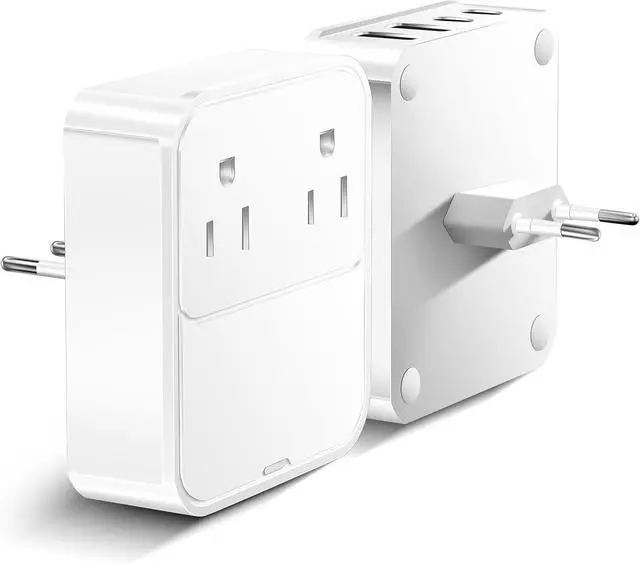 Main image of VHBW European Travel Plug Adapter, USB C Charger 30W PD Fast Charger with 2 AC Outlets Extender, 2 USB-C, 2 UBS-A International Power Adapter for US to Europe Germany Spain Italy France Travel Adapter