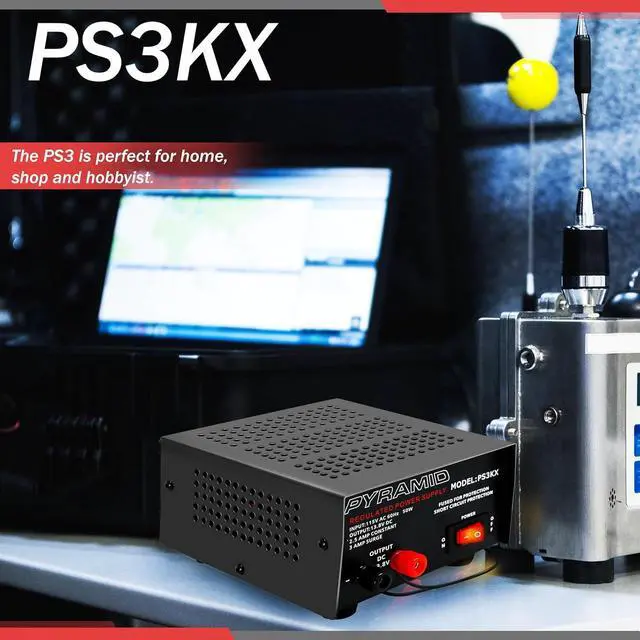 Alt view image 5 of 6 - Pyramid Universal Compact Bench Power Supply - 2.5 Amp Linear Regulated Home Lab Benchtop AC-to-DC 12V Converter w/ 13.8 Volt DC 115V AC 50 Watt Power Input, Screw Type Terminals, Cooling Fan PS3KX