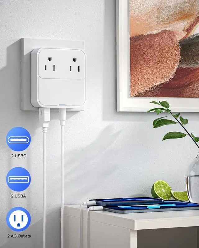 Alt view image 5 of 7 - VHBW European Travel Plug Adapter, USB C Charger 30W PD Fast Charger with 2 AC Outlets Extender, 2 USB-C, 2 UBS-A International Power Adapter for US to Europe Germany Spain Italy France Travel Adapter