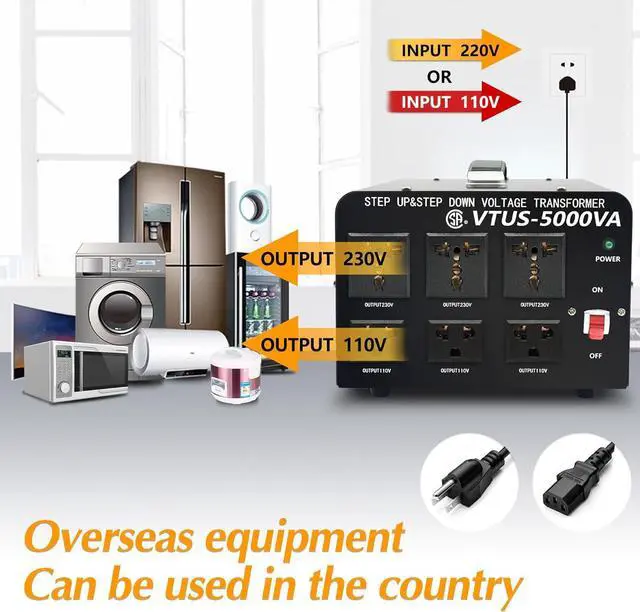 Alt view image 3 of 7 - 5000 Watt Voltage Converter Transformer - Heavy Duty Step Up/Down Convert from 110-120 Volt to 220-240 Volt and from 220-240 Volt to 110-120 Volt - Circuit Breaker Protection