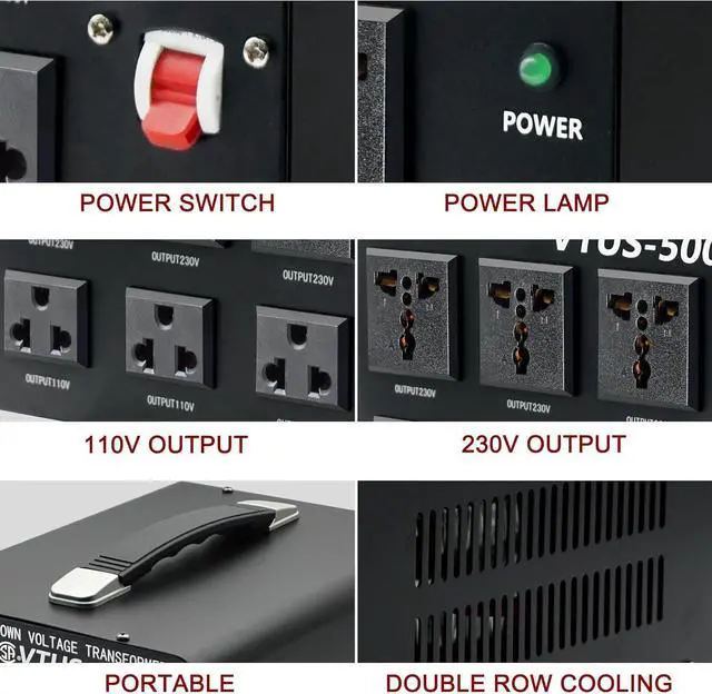 Alt view image 5 of 7 - 5000 Watt Voltage Converter Transformer - Heavy Duty Step Up/Down Convert from 110-120 Volt to 220-240 Volt and from 220-240 Volt to 110-120 Volt - Circuit Breaker Protection