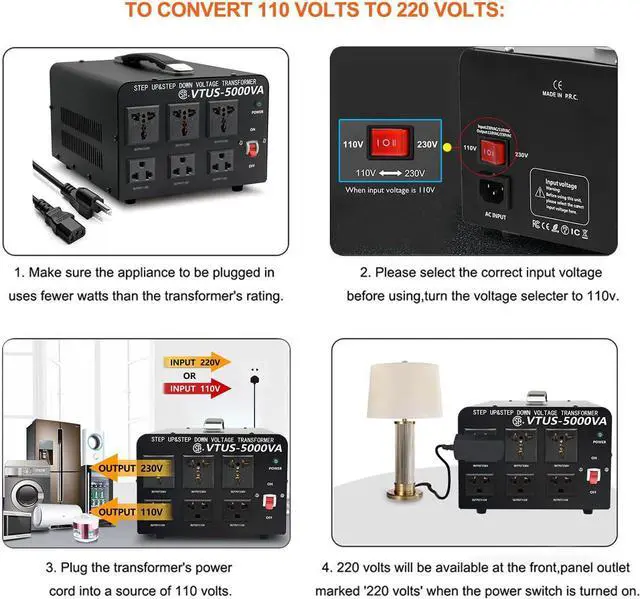 Alt view image 7 of 7 - 5000 Watt Voltage Converter Transformer - Heavy Duty Step Up/Down Convert from 110-120 Volt to 220-240 Volt and from 220-240 Volt to 110-120 Volt - Circuit Breaker Protection