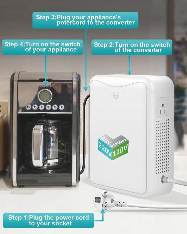 Alt view image 5 of 7 - Step Down Transformer 220v to 110v Voltage Converter 2000w, No Noise, Suit for Juicer, Chocolate Machine and Other AppliancesUsing US and Japan Appliance in Asia or Europe