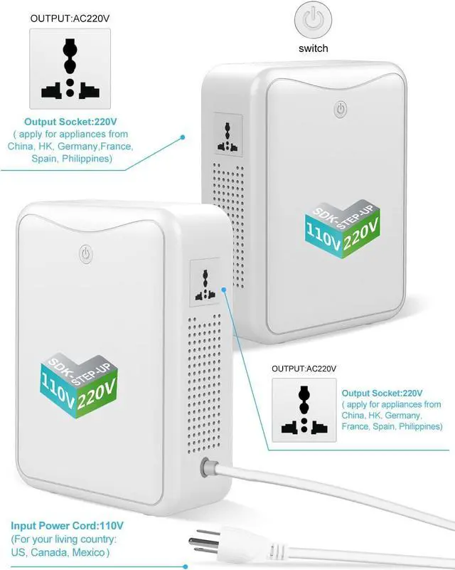 Alt view image 2 of 7 - 120v to 240v Step Up Transformer 1000W Power Voltage Converters, No Noise, Suit for Coffee Machines, Rice Cookers and Other Kitchen Appliances using 220V Asia Euro Appliance in US