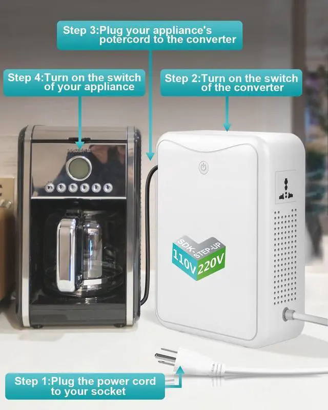 Alt view image 5 of 7 - 120v to 240v Step Up Transformer 1000W Power Voltage Converters, No Noise, Suit for Coffee Machines, Rice Cookers and Other Kitchen Appliances using 220V Asia Euro Appliance in US