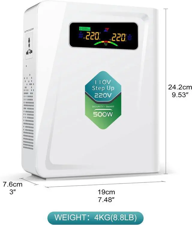 Alt view image 3 of 6 - Voltage Converter 110 to 220 Step Up Transformer 500W, No Noise, Ten Protection Functions, CE & CQC Certified Using 220V Asia Euro Appliance in US