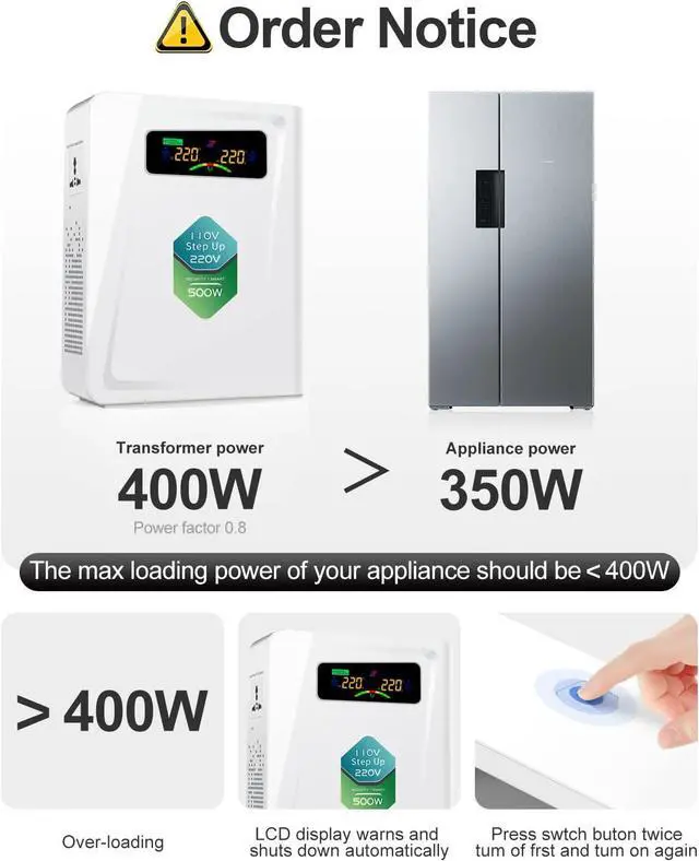 Alt view image 6 of 6 - Voltage Converter 110 to 220 Step Up Transformer 500W, No Noise, Ten Protection Functions, CE & CQC Certified Using 220V Asia Euro Appliance in US