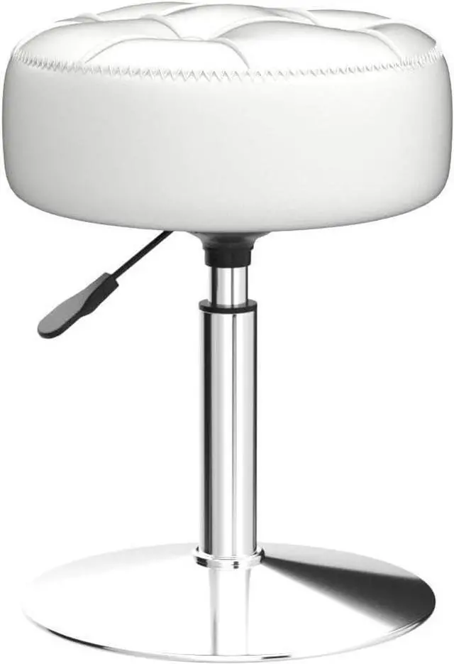 Alt view image 5 of 7 - LUE BONA Adjustable Vanity Stool, 360°Swivel Vanity Chair Stool for Makeup Room, White Stool Chair for Vanity, Small Faux Leather Vanity Stool for Bathroom, Living Room