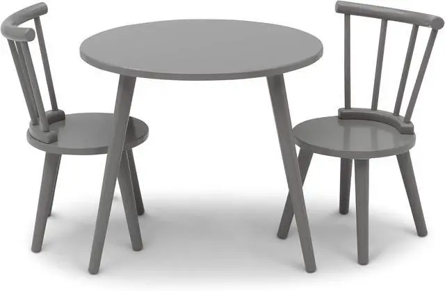 Alt view image 3 of 7 - Delta Children Homestead Kids Table & 2 Chairs Set - Ideal for Arts & Crafts, Greenguard Gold Certified, Grey