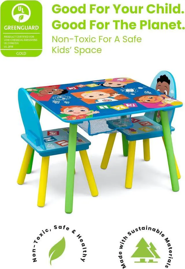 Alt view image 3 of 7 - Delta Children Kids Table and Chair Set with Storage (2 Chairs Included) - Greenguard Gold Certified - Ideal for Arts & Crafts, Snack Time, Homeschooling, Homework & More, CoComelon