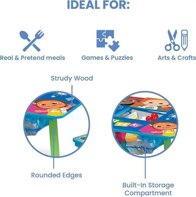 Alt view image 4 of 7 - Delta Children Kids Table and Chair Set with Storage (2 Chairs Included) - Greenguard Gold Certified - Ideal for Arts & Crafts, Snack Time, Homeschooling, Homework & More, CoComelon