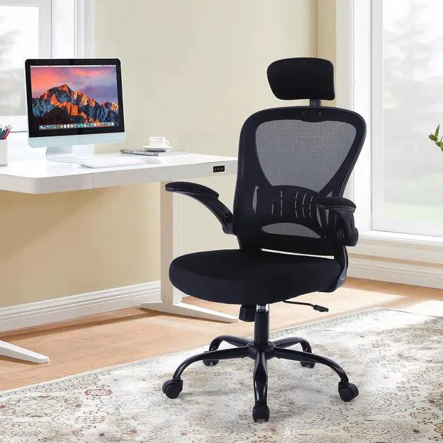 Alt view image 2 of 7 - ralex-chair Ergonomic Office Chair with Adjustable Headrest & Lumbar Support, Desk Chair with Flip-Up Armrests, Comfortable for Home, Office, Conference Room