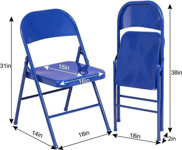 Alt view image 3 of 7 - VECELO Metal Folding Chairs 4 Pack, Double Hinged Steel Frame Easy Foldable&Stackable for Office Kitchen Dinning Wedding Patio and Garden