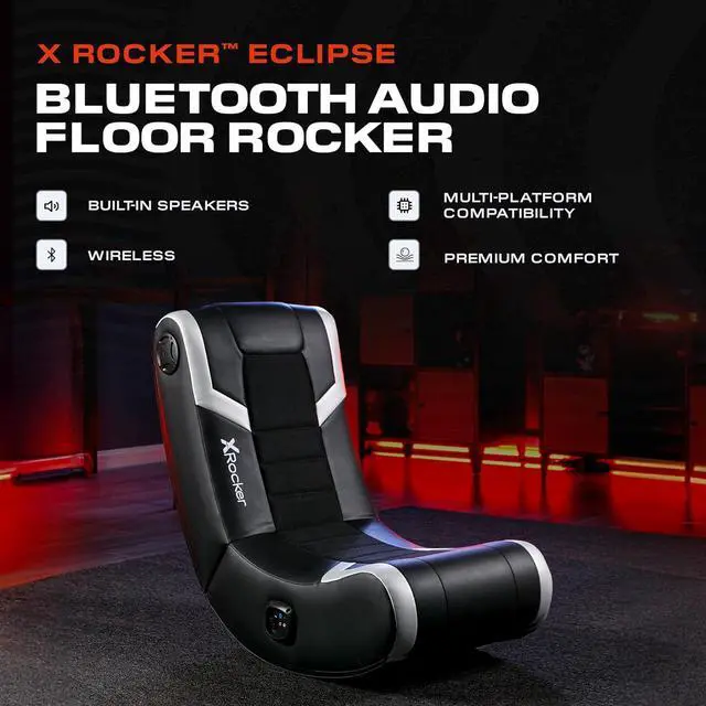 Alt view image 3 of 7 - X Rocker Video Gaming Floor Rocker Chair, Built-in Audio Speakers, Foldable for Bedroom or Game Room, Gifts for Gamers, Boys Girls Teens 5-17
