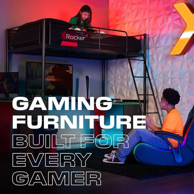 Alt view image 6 of 6 - X Rocker Video Gaming Floor Rocker Chair, Built-in Audio Speakers, Foldable for Bedroom or Game Room, Gifts for Gamers, Boys Girls Teens 5-17