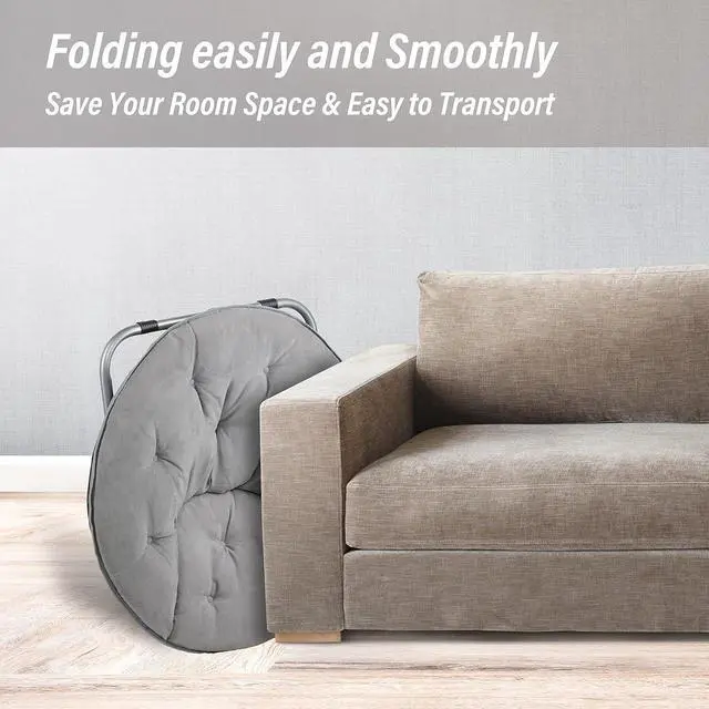 Alt view image 7 of 7 - Oversized Moon Chair with Metal Frame, Comfy Chair for Bedroom, Grey Saucer Chair for Bedroom, Cozy Faux Fur Lounge Chair, Grey