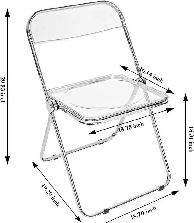 Alt view image 3 of 7 - Canglong Folding Chair 2 Pack, Foldable Chairs with Sturdy Metal Frame, Portable Comfortable Plastic Folding Chairs, Indoor and Outdoor, for Home, Office, Party & Events, Set of 2, Transparent