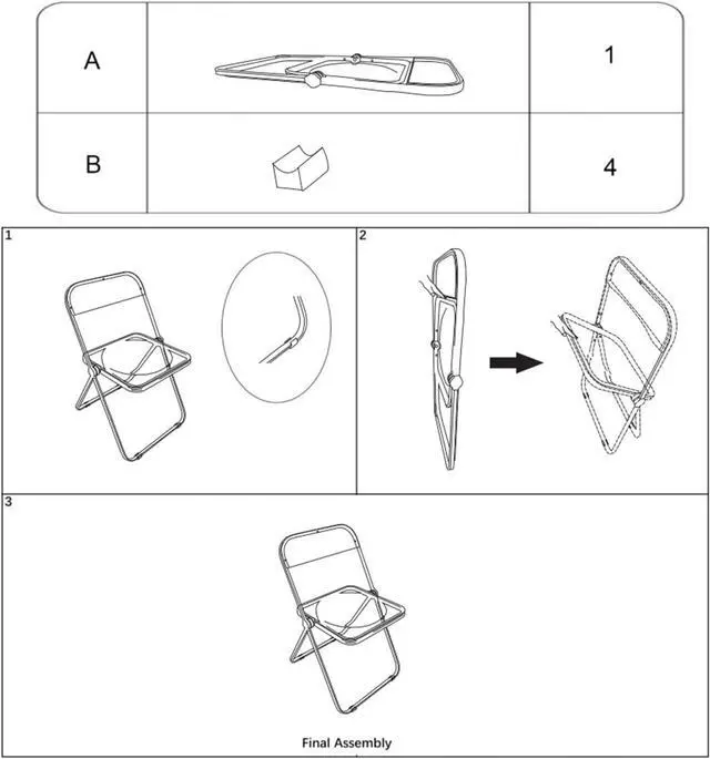Alt view image 7 of 7 - Canglong Folding Chair 2 Pack, Foldable Chairs with Sturdy Metal Frame, Portable Comfortable Plastic Folding Chairs, Indoor and Outdoor, for Home, Office, Party & Events, Set of 2, Transparent