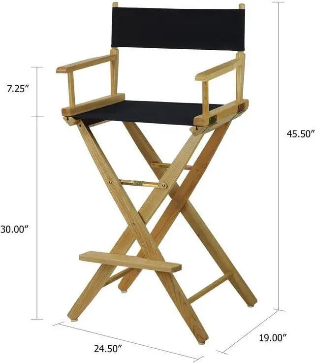 Alt view image 3 of 5 - American Trails Extra-Wide Premium 30" Director's Chair Black Frame with Black Canvas, Bar Height