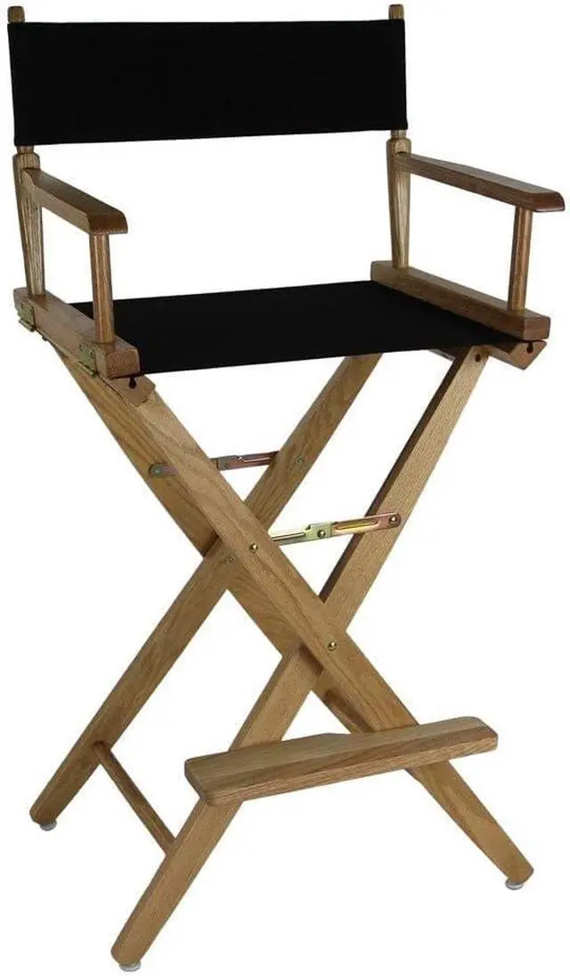 Alt view image 4 of 5 - American Trails Extra-Wide Premium 30" Director's Chair Black Frame with Black Canvas, Bar Height