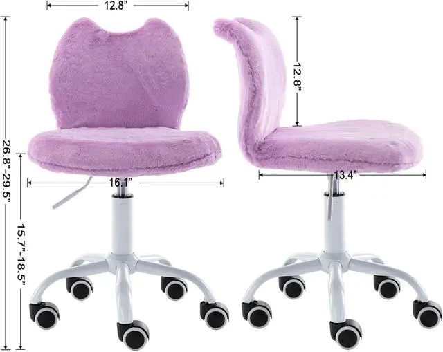 Alt view image 3 of 7 - Swivel Kids Desk Chair Adjustable Rolling Student Chair Living Room Thick Padded Children Chair for Girls and Boys (Purple)