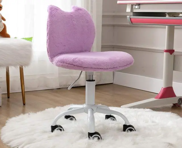 Alt view image 7 of 7 - Swivel Kids Desk Chair Adjustable Rolling Student Chair Living Room Thick Padded Children Chair for Girls and Boys (Purple)