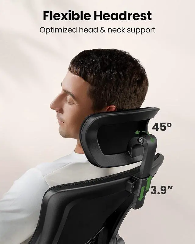 Alt view image 5 of 7 - Marsail Office Chair Ergonomic Desk Chair, 360°Swivel Mesh Back Wide Computer Chair PU Leather Criss Cross Chair,Adjustable Lumbar Support & Flip-up Armrests,Adjustable Height Executive Task Chair