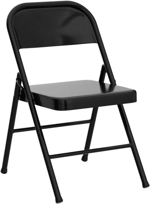 Alt view image 5 of 7 - VECELO Metal Folding Chairs 4 Pack, Double Hinged Steel Frame Easy Foldable&Stackable for Office Kitchen Dinning Wedding Patio and Garden