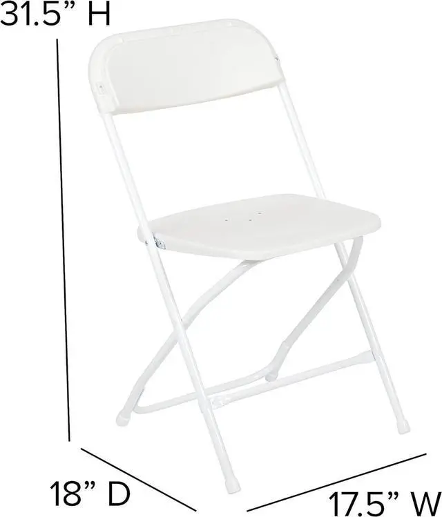 Alt view image 2 of 7 - EMMA + OLIVER Set of 2 Plastic Folding Chairs - 650 LB Weight Capacity Lightweight Stackable Folding Chair in White