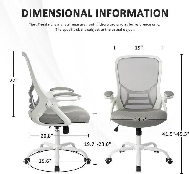 Alt view image 3 of 7 - Office Chair Ergonomic Desk Chair with Adjustable Armrests, Mesh Executive Chair, Home Office Computer Chairs for Long Hours(Grey)