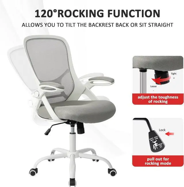 Alt view image 5 of 7 - Office Chair Ergonomic Desk Chair with Adjustable Armrests, Mesh Executive Chair, Home Office Computer Chairs for Long Hours(Grey)
