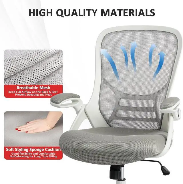 Alt view image 6 of 7 - Office Chair Ergonomic Desk Chair with Adjustable Armrests, Mesh Executive Chair, Home Office Computer Chairs for Long Hours(Grey)