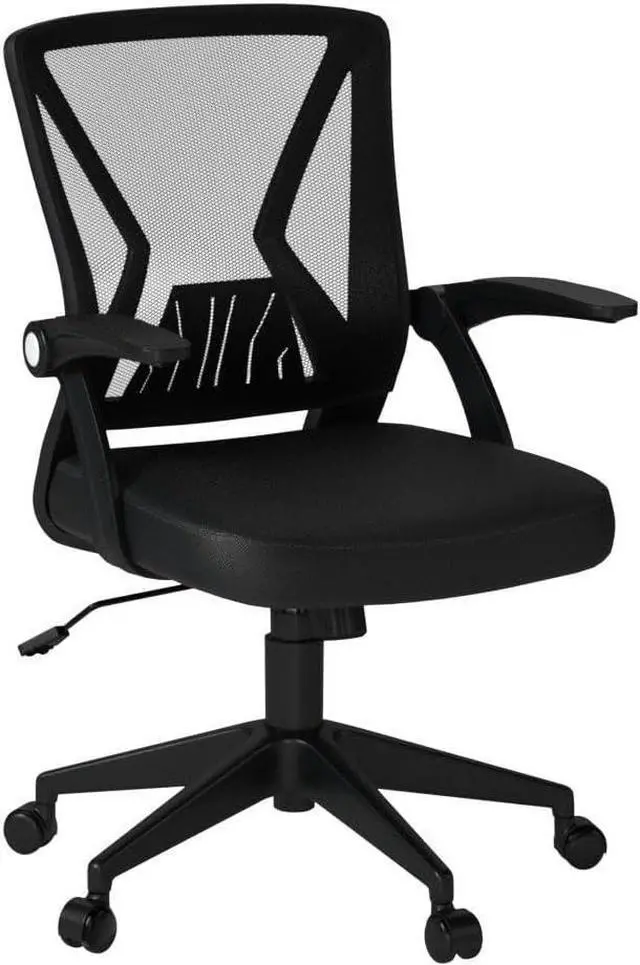 Alt view image 4 of 7 - Mesh Office Chair Ergonomic Mid Back Swivel Black Mesh Desk Chair Flip Up Arms with Lumbar Support Computer Chair Adjustable Height Task Chairs