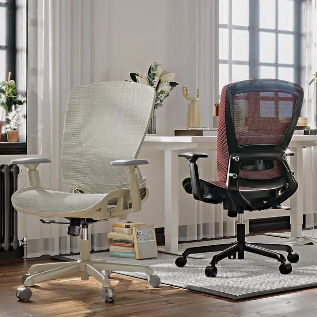 Alt view image 2 of 7 - Mesh Office Chair,Ergonomic Computer Desk Chair,Sturdy Task Chair- Adjustable Lumbar Support & Armrests,Tilt Function,Comfort Wide Seat,Swivel Home Office Chair (All Grey)