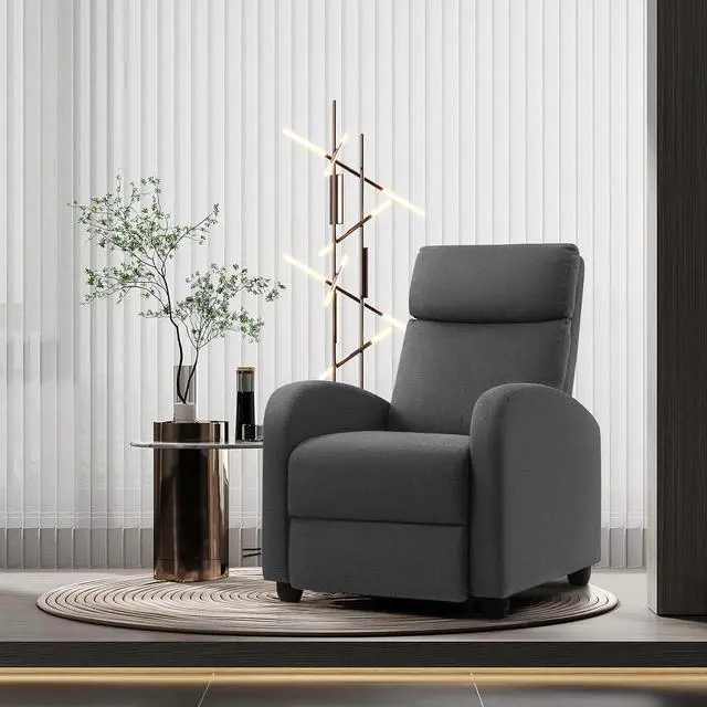 Alt view image 2 of 7 - JUMMICO Recliner Chair Adjustable Home Theater Single Recliner Sofa Furniture with Thick Seat Cushion and Backrest Modern Living Room Recliners (Fabric, Aurora Grey)