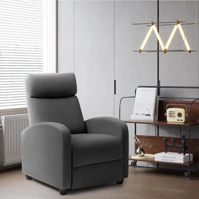 Alt view image 7 of 7 - JUMMICO Recliner Chair Adjustable Home Theater Single Recliner Sofa Furniture with Thick Seat Cushion and Backrest Modern Living Room Recliners (Fabric, Aurora Grey)