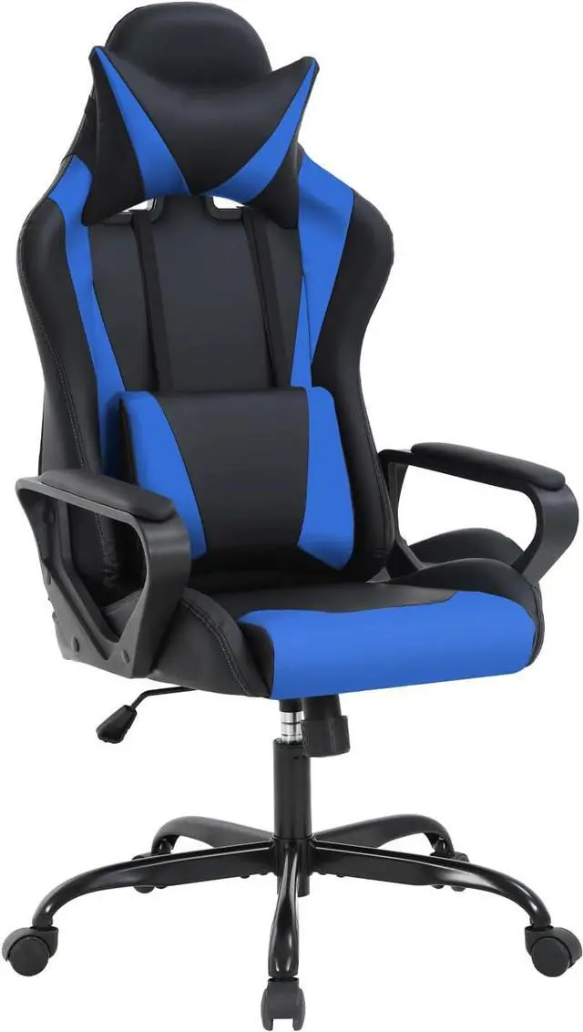 Alt view image 7 of 7 - Gaming Chair, Computer Racing Chair Ergonomic Office Chair Video Game Chairs for Adult Kids Teen Height Adjustable Reclining Chair with Lumbar Support Armrest Headrest Swivel Chair Game Chair, Blue