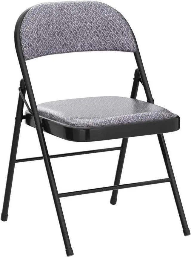 Alt view image 6 of 7 - Moccha 4 Pack Folding Chairs, Stackable Fabric Commercial Chair with Metal Frame, Lightweight Portable Foldable Chairs with Padded Seat for Home Office Wedding Party Indoor Outdoor Events (Gray)