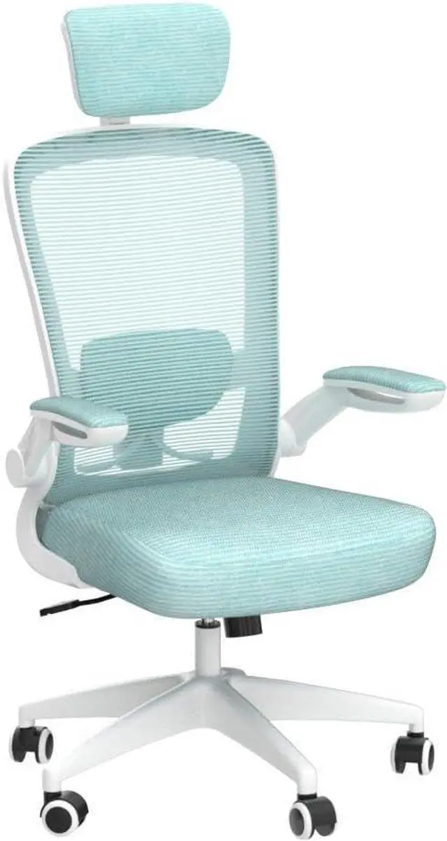 Alt view image 4 of 7 - FelixKing Ergonomic Office Chair, Headrest Desk Chair Office Chair with Adjustable Lumbar Support, Home Office Swivel Task Chair with High Back and Armrest, Adjustable Height Gaming Chair(Light Blue)