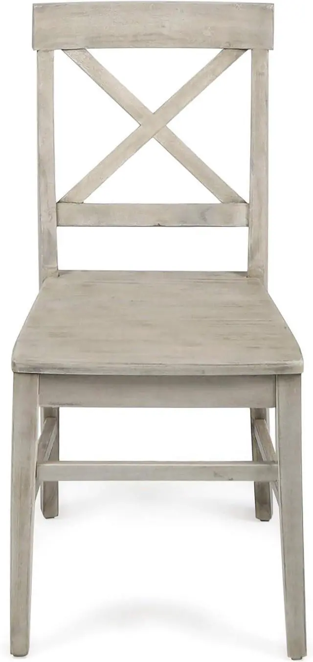 Alt view image 4 of 7 - Christopher Knight Home Roshan Farmhouse Acacia Wood Dining Chairs, Light Grey Wash, 21D x 17.75W x 35.5H Inch