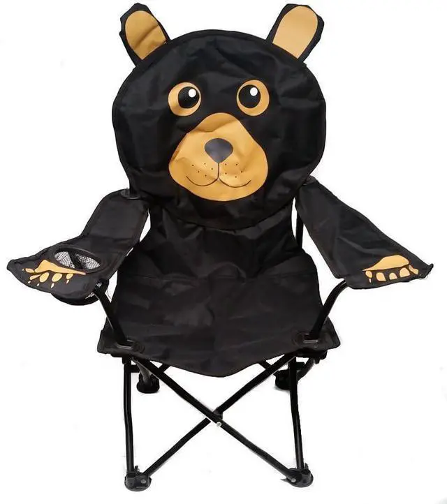 Main image of Wilcor Kids Folding Camp Chair with Cup Holder and Carry Bag - Black Bear