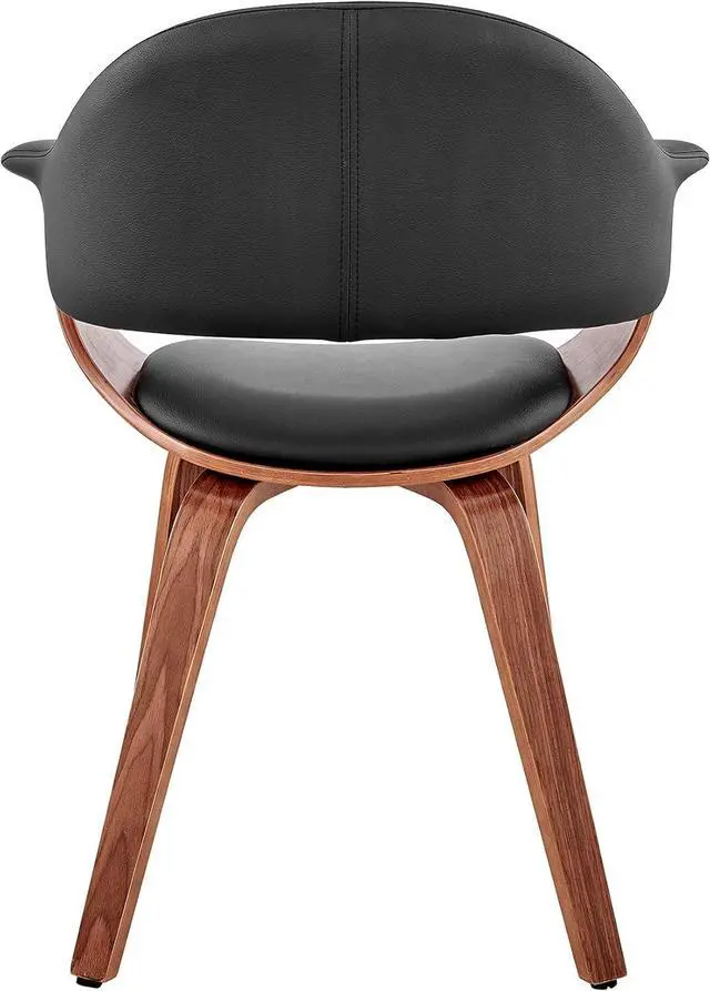 Alt view image 7 of 7 - Armen Living Adalyn Faux Leather and Wood Dining Room Accent Chair, Black/Walnut 19D x 25W x 30H in