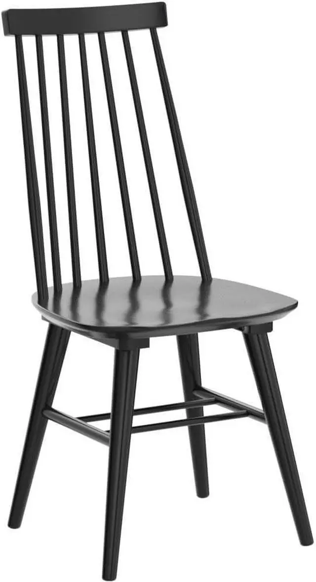 Alt view image 5 of 7 - DUHOME Dining Chairs Set of 2, Wood Dining Room Chairs Slat Back Kitchen Room Chair Windsor Chairs, Black