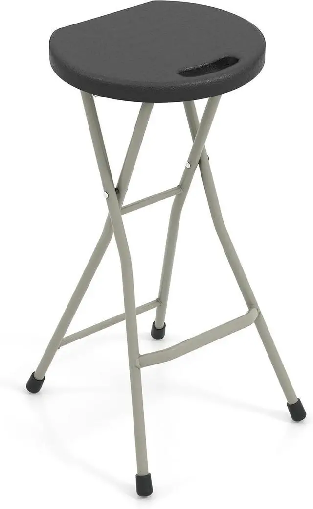 Main image of GYMAX Folding Stool, 28in Portable Collapsible Bar Stool with Handle & Steel Frame, 330lbs Sturdy Foldable Lightweight Metal Chair for Outdoor/Indoor Kitchen Home Bar, Assembly Free (Set of 1, 28inch)