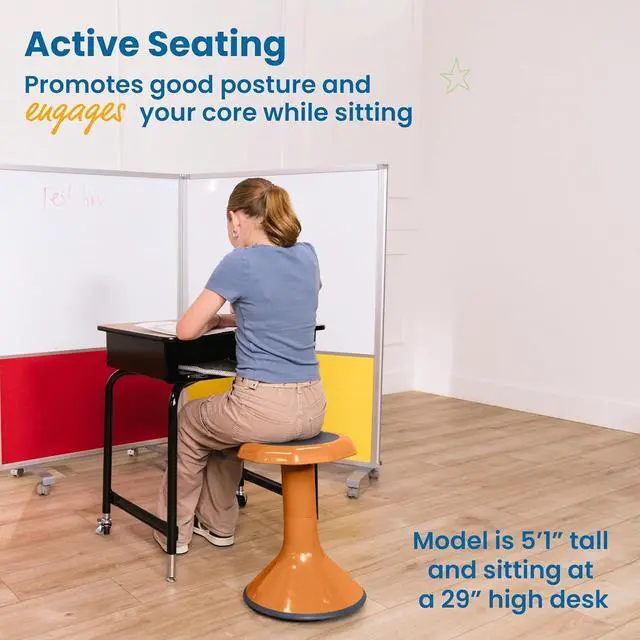 Alt view image 4 of 7 - ECR4Kids ACE Active Core Engagement Wobble Stool, 18-Inch Seat Height, Flexible Seating, Orange