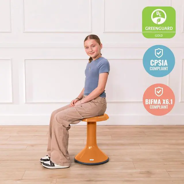 Alt view image 6 of 7 - ECR4Kids ACE Active Core Engagement Wobble Stool, 18-Inch Seat Height, Flexible Seating, Orange