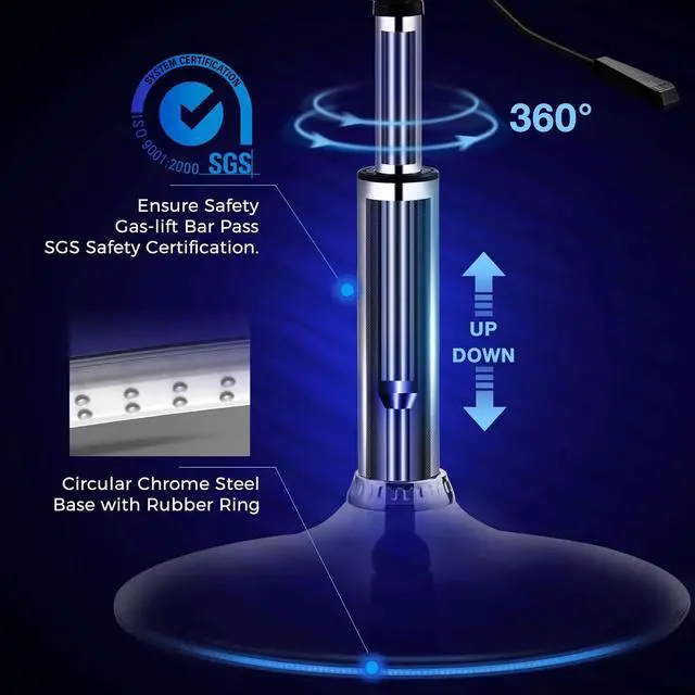 Alt view image 5 of 7 - GREENSTELL Vanity Stool with Storage, 19" to 23" Height Adjustable PU Leather Vanity Chair, 360° Swivel Makeup Stool with Removeable Tray, Modern Ottoman for Bedroom Bathroom, White