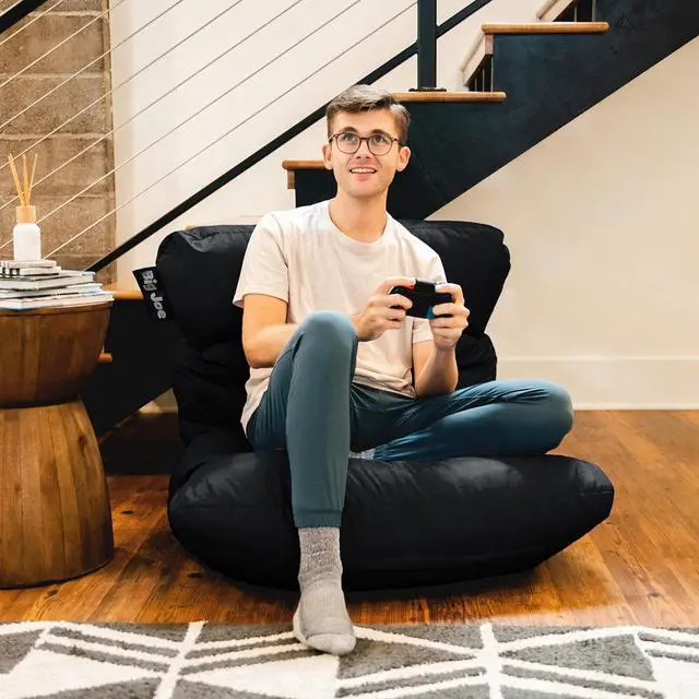 Alt view image 2 of 7 - Big Joe Roma Bean Bag Chair, Black Smartmax, Durable Polyester Nylon Blend, 3 feet